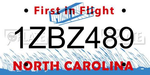 1ZBZ489 North Carolina License Plate