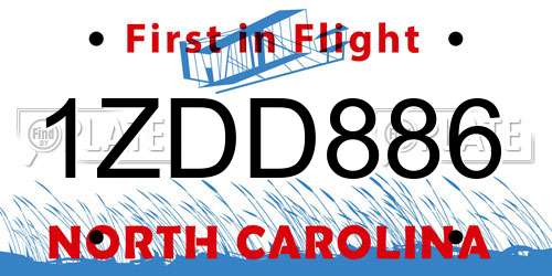1ZDD886 North Carolina License Plate