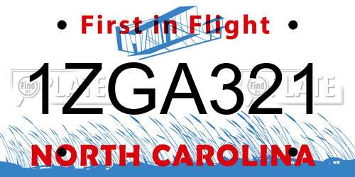 1ZGA321 North Carolina License Plate