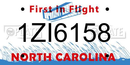 1ZI6158 North Carolina License Plate