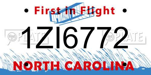 1ZI6772 North Carolina License Plate