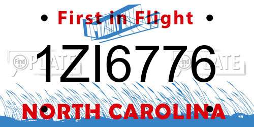 1ZI6776 North Carolina License Plate
