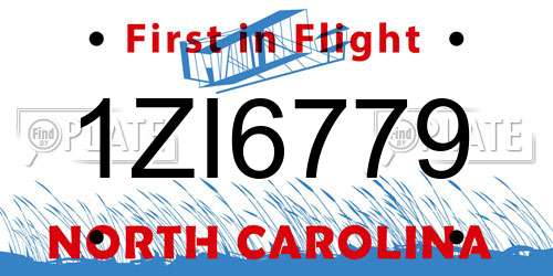 1ZI6779 North Carolina License Plate