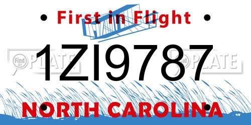1ZI9787 North Carolina License Plate
