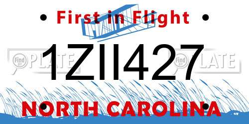 1ZII427 North Carolina License Plate