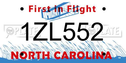 1ZL552 North Carolina License Plate