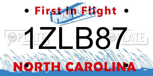 1ZLB87 North Carolina License Plate