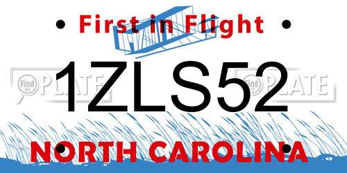 1ZLS52 North Carolina License Plate