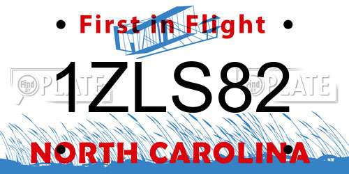 1ZLS82 North Carolina License Plate
