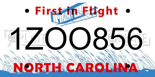 1ZOO856 North Carolina License Plate