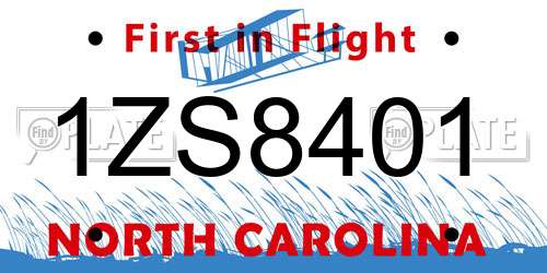 1ZS8401 North Carolina License Plate