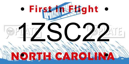 1ZSC22 North Carolina License Plate