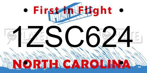 1ZSC624 North Carolina License Plate
