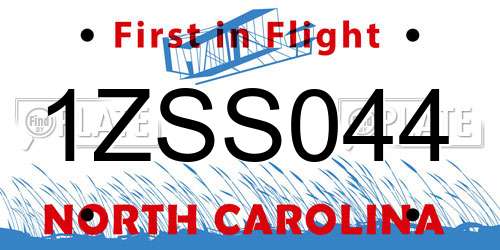 1ZSS044 North Carolina License Plate