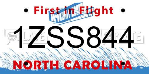 1ZSS844 North Carolina License Plate