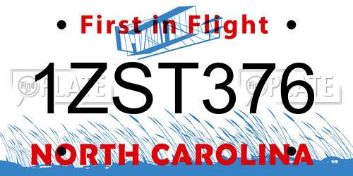 1ZST376 North Carolina License Plate