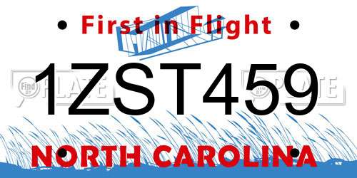 1ZST459 North Carolina License Plate