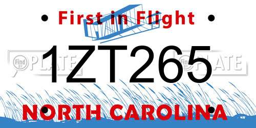 1ZT265 North Carolina License Plate