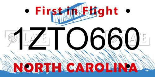 1ZTO660 North Carolina License Plate