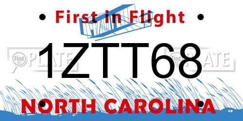 1ZTT68 North Carolina License Plate