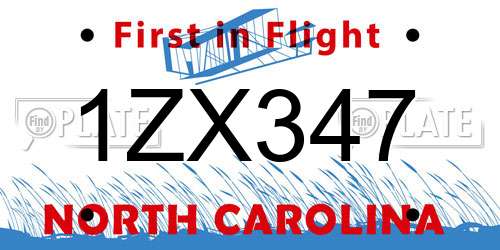 1ZX347 North Carolina License Plate