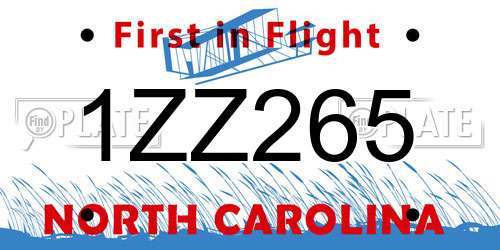 1ZZ265 North Carolina License Plate