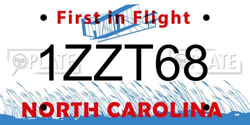 1ZZT68 North Carolina License Plate