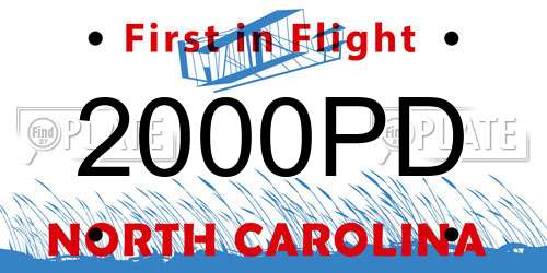 2000PD North Carolina License Plate