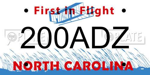 200ADZ North Carolina License Plate