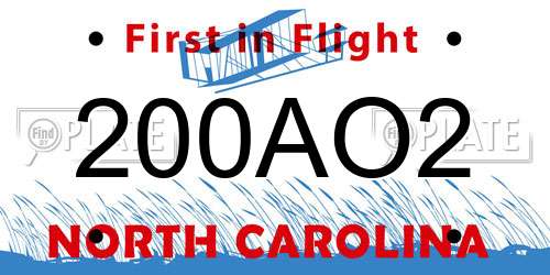 200AO2 North Carolina License Plate