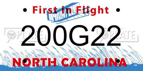 200G22 North Carolina License Plate