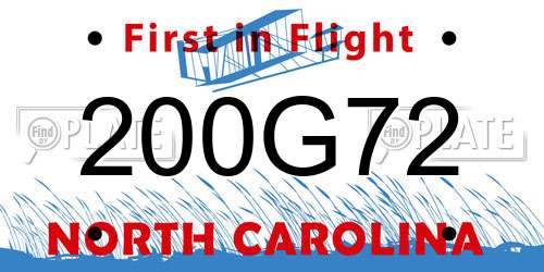 200G72 North Carolina License Plate