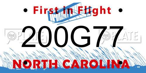 200G77 North Carolina License Plate