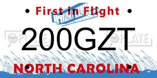 200GZT North Carolina License Plate