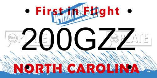 200GZZ North Carolina License Plate