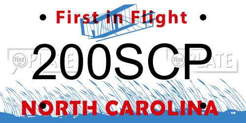 200SCP North Carolina License Plate