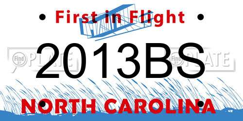 2013BS North Carolina License Plate