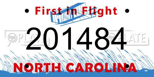 201484 North Carolina License Plate