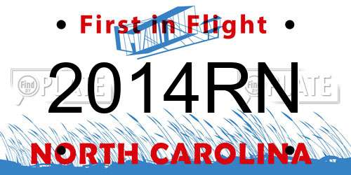 2014RN North Carolina License Plate