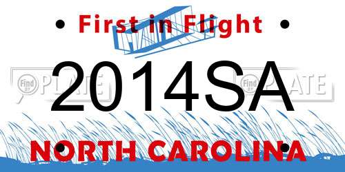 2014SA North Carolina License Plate
