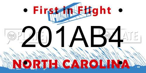 201AB4 North Carolina License Plate