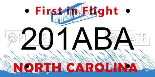 201ABA North Carolina License Plate