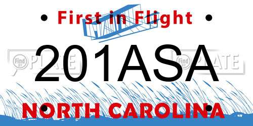 201ASA North Carolina License Plate