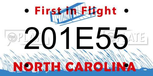 201E55 North Carolina License Plate