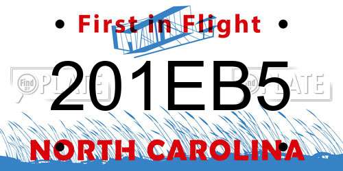 201EB5 North Carolina License Plate