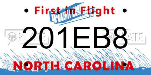 201EB8 North Carolina License Plate