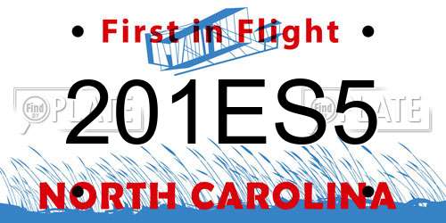 201ES5 North Carolina License Plate