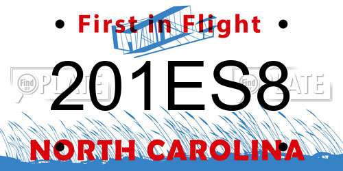 201ES8 North Carolina License Plate
