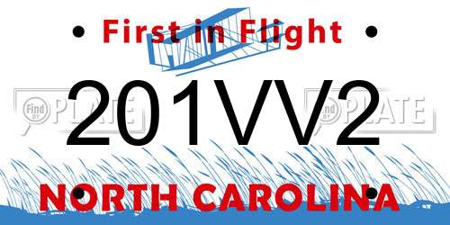 201VV2 North Carolina License Plate