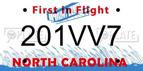 201VV7 North Carolina License Plate